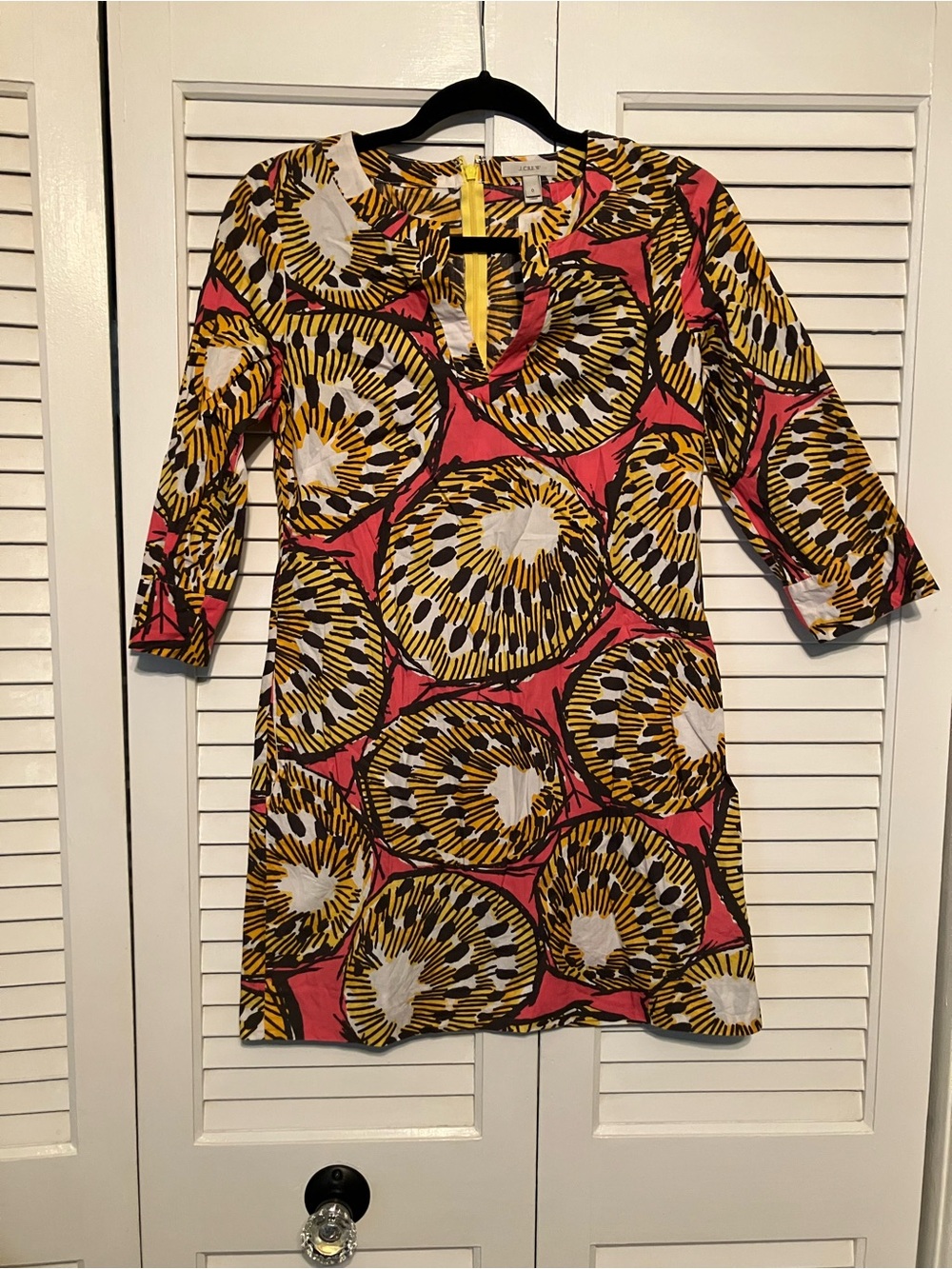 J. Crew Pink, Yellow & White Graphic Tunic Mini Dress